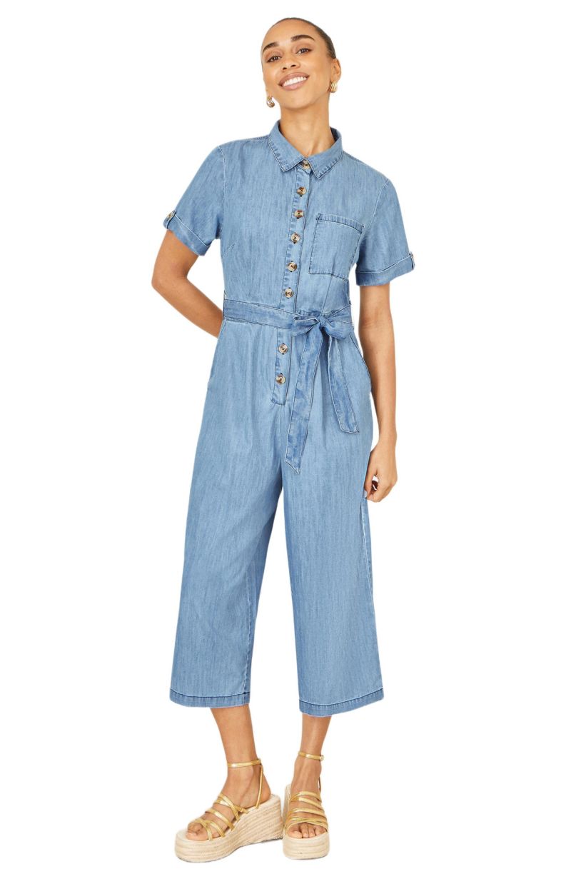 Women's Chambray Light Denim Button Jumpsuit