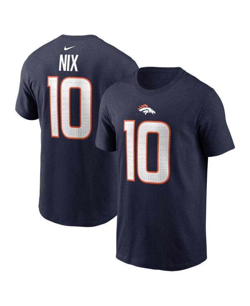 Men's Bo Nix Navy Denver Broncos 2024 NFL Draft Player Name & Number T-Shirt