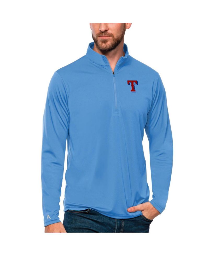 Men's Powder Blue Texas Rangers Tribute Quarter-Zip Pullover Top