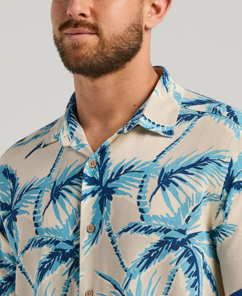 Men's Two-Tone Palm Print Shirt