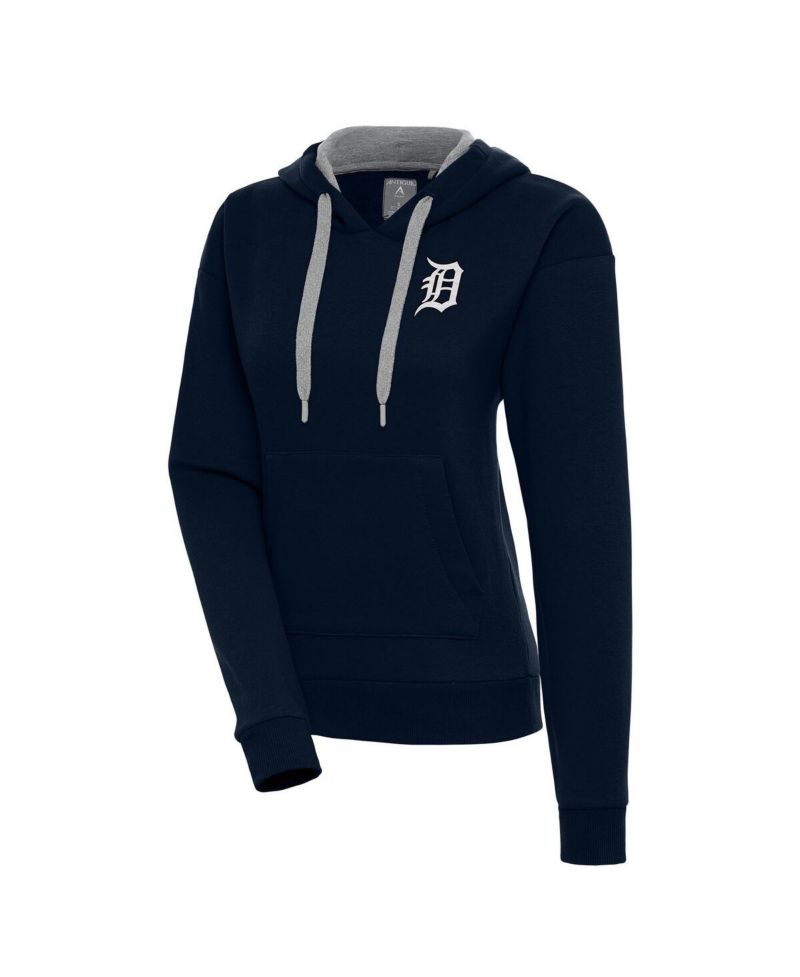 Women's Navy Detroit Tigers Brushed Metallic Victory Pullover Hoodie