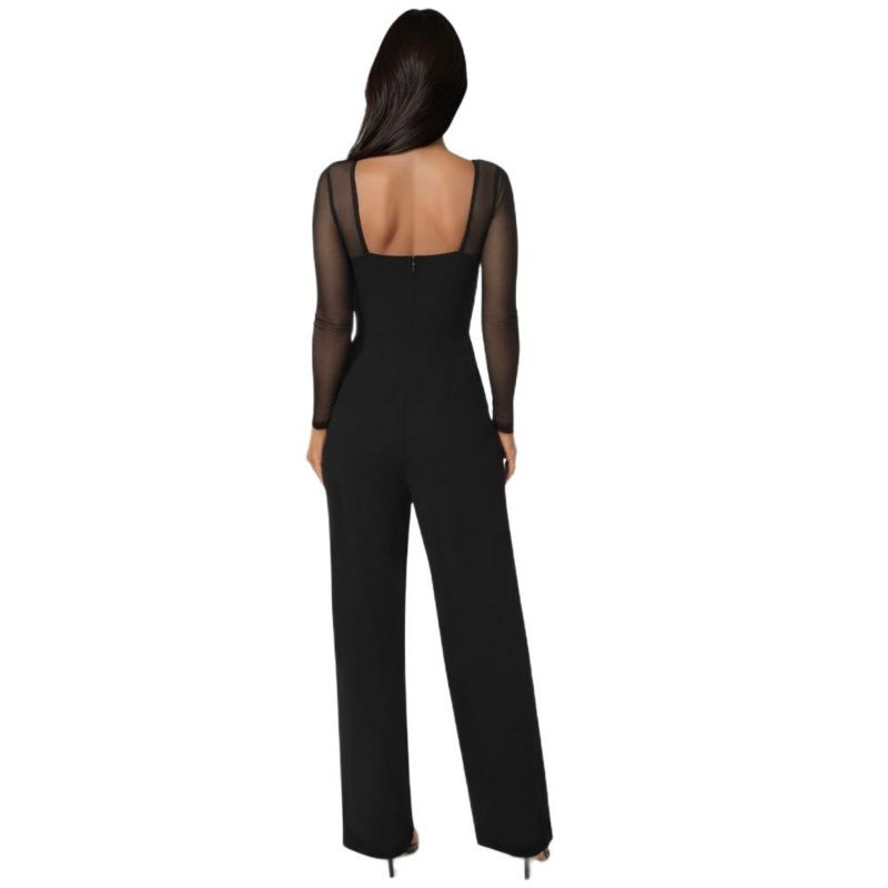 Women's Scuba Mesh Square Neck Jumpsuit