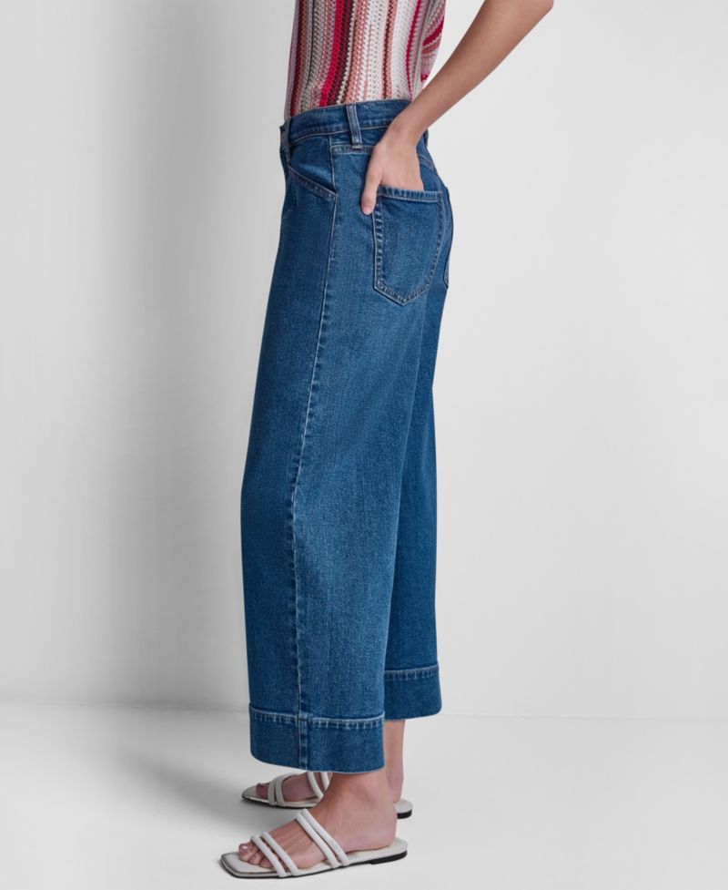 Women's High Rise Cropped Wide Leg Utility Jeans