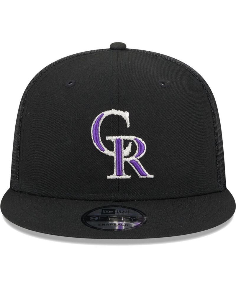 Men's Black Colorado Rockies Team Color Trucker 9FIFTY Snapback Hat
