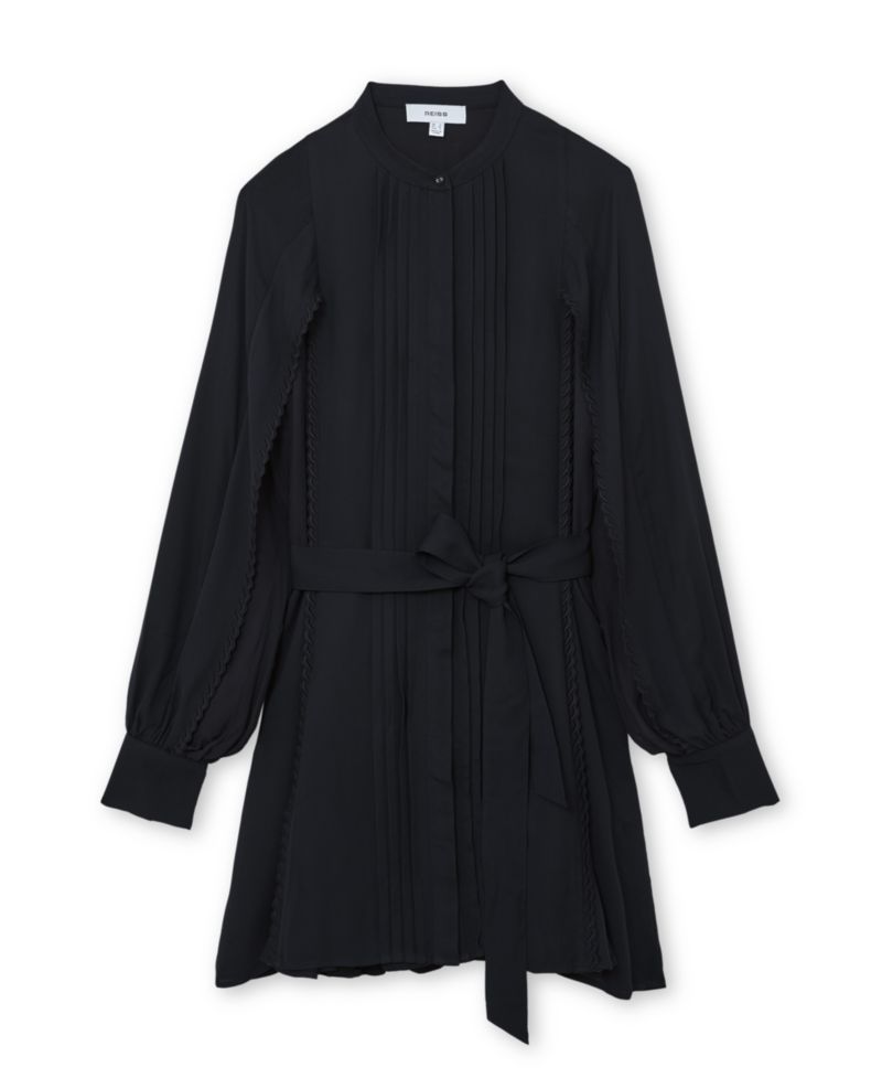 Women's Eliana Embroidered-Trim Belted Mini Dress