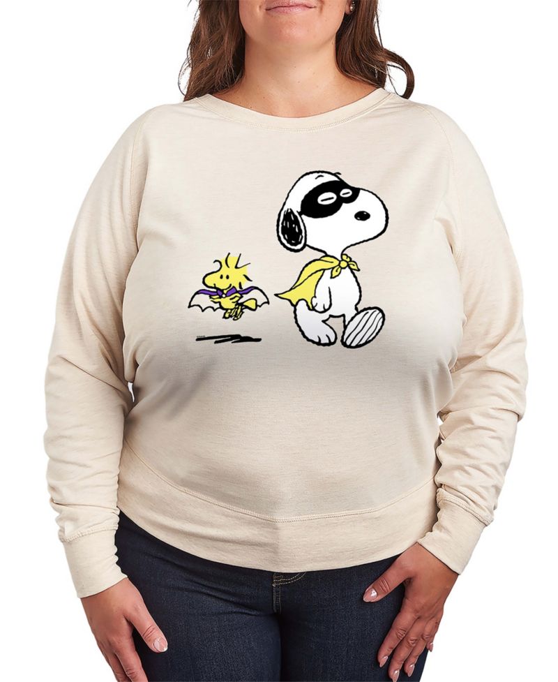 Plus Size Snoopy and Woodstock Halloween Costume French Terry Long Sleeve T-Shirt
