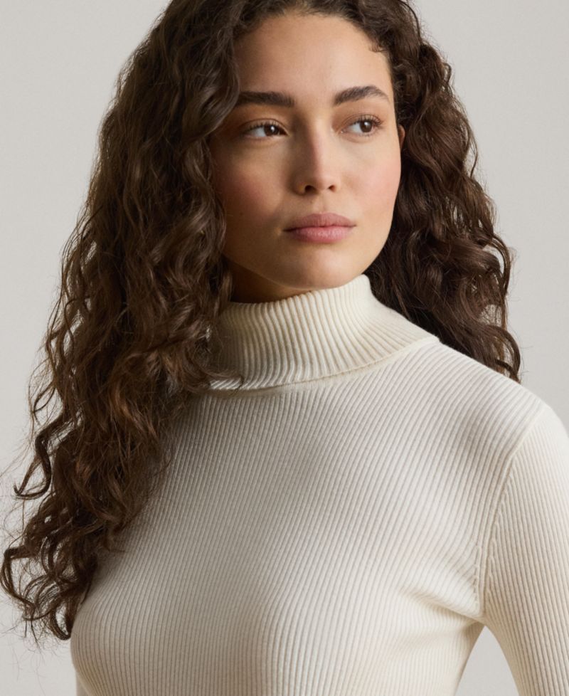 Petite Ribbed Slim-Fit Cotton-Blend Turtleneck Sweater