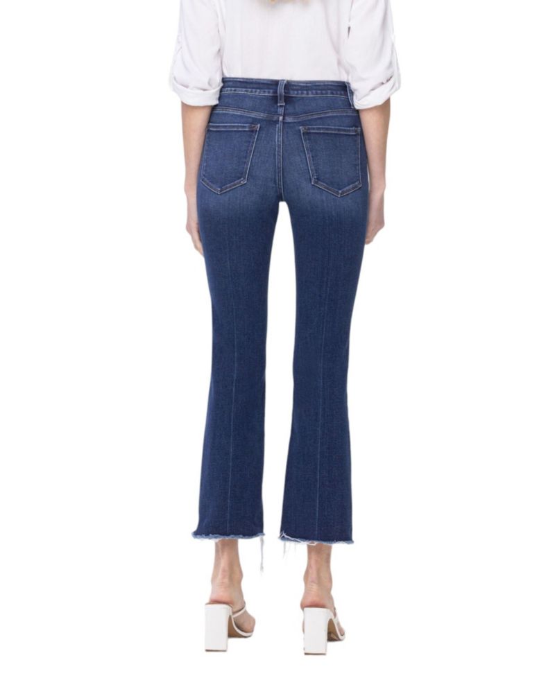Women's High Rise Raw Step Hem Kick Flare Jeans