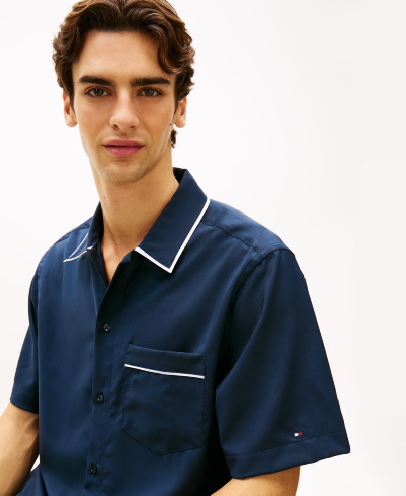 Men's Luxe Summer Wool Short-Sleeve Button-Front Shirt