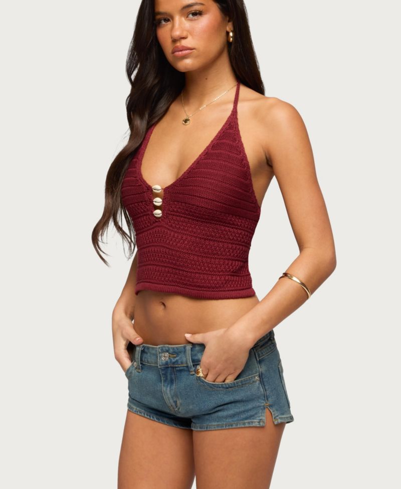 Women's Backless Coastal Charm Crochet Top
