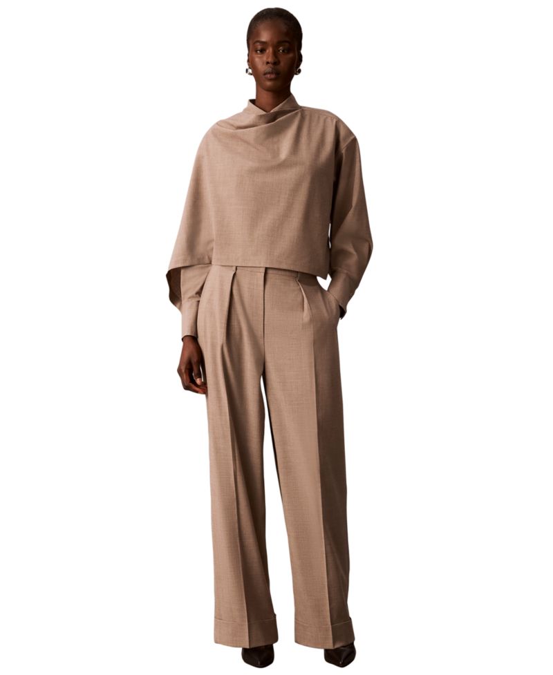 Women's High-Rise Wide-Leg Pleated Pants