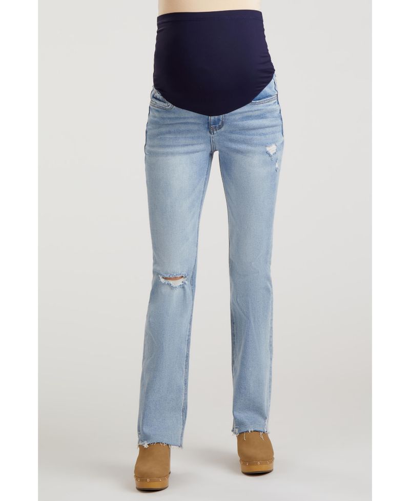 Women's Light Blue Distressed Bootcut Jeans