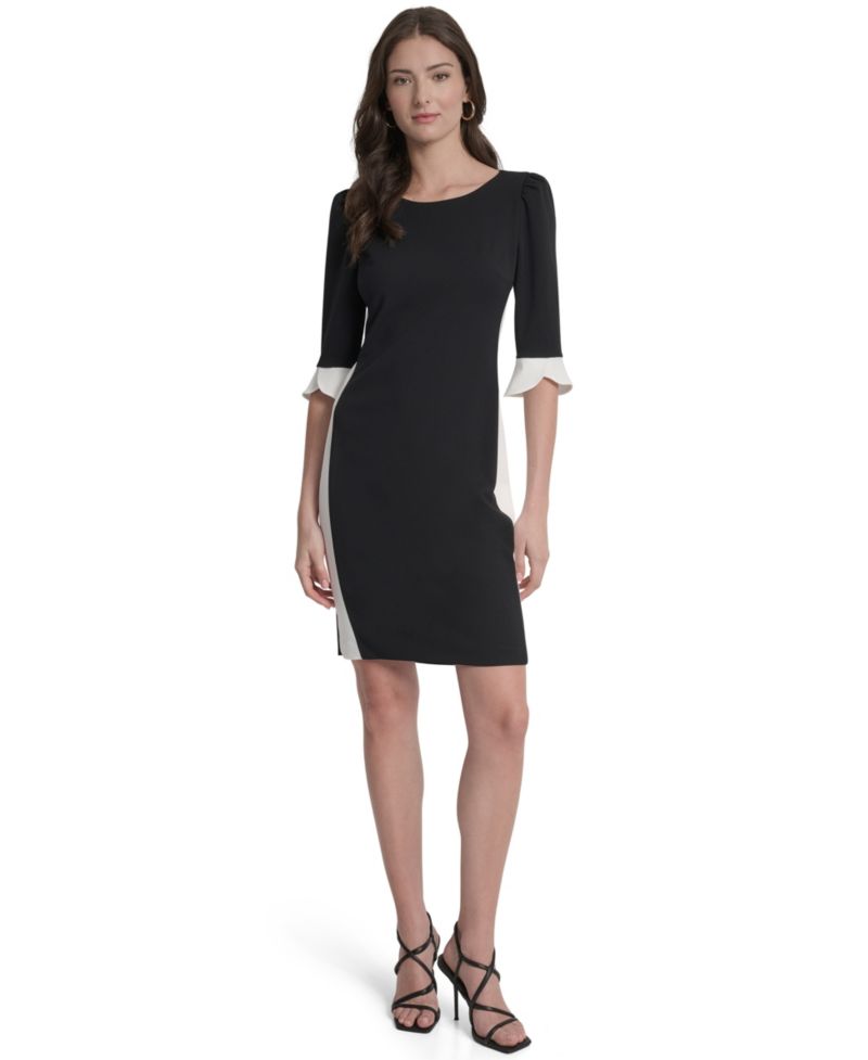 Women's Colorblock 3/4-Sleeve Sheath Dress