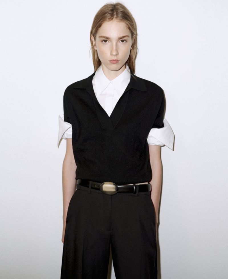 Women's Selection Polo-Collar Wool-Blend Sweater
