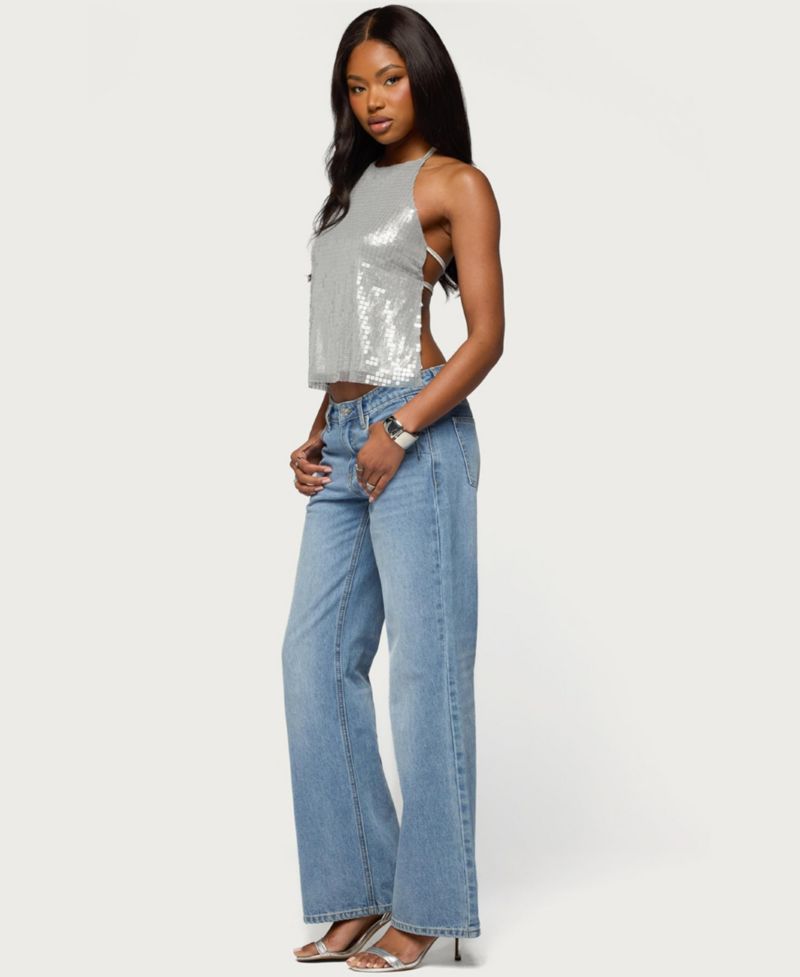 Women's Itara Sequin Backless Halter Top