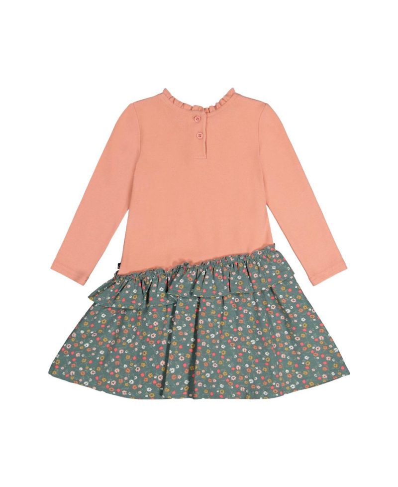 12M–24M Baby Girl Bi-Material Floral Print Dress