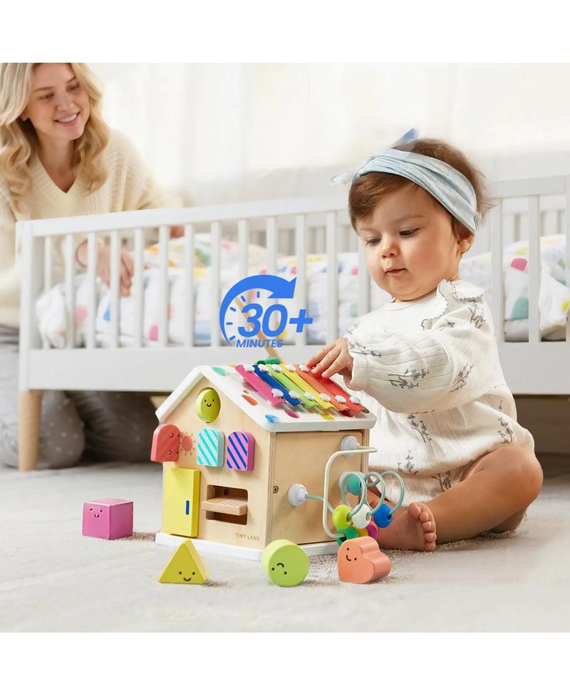 9-in-1 Wooden Activity Cube - Montessori Baby Activity Center