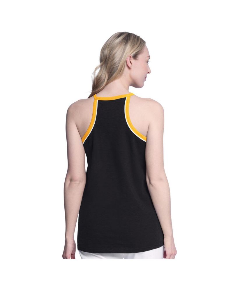 Women's Black Pittsburgh Penguins Curveball Racerback Scoop Neck Slub Tank Top