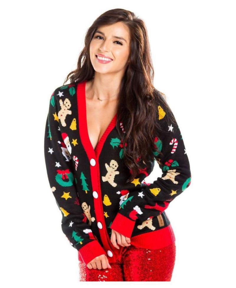 Women's Cookie Cutter Holiday V-Neck Cardigan