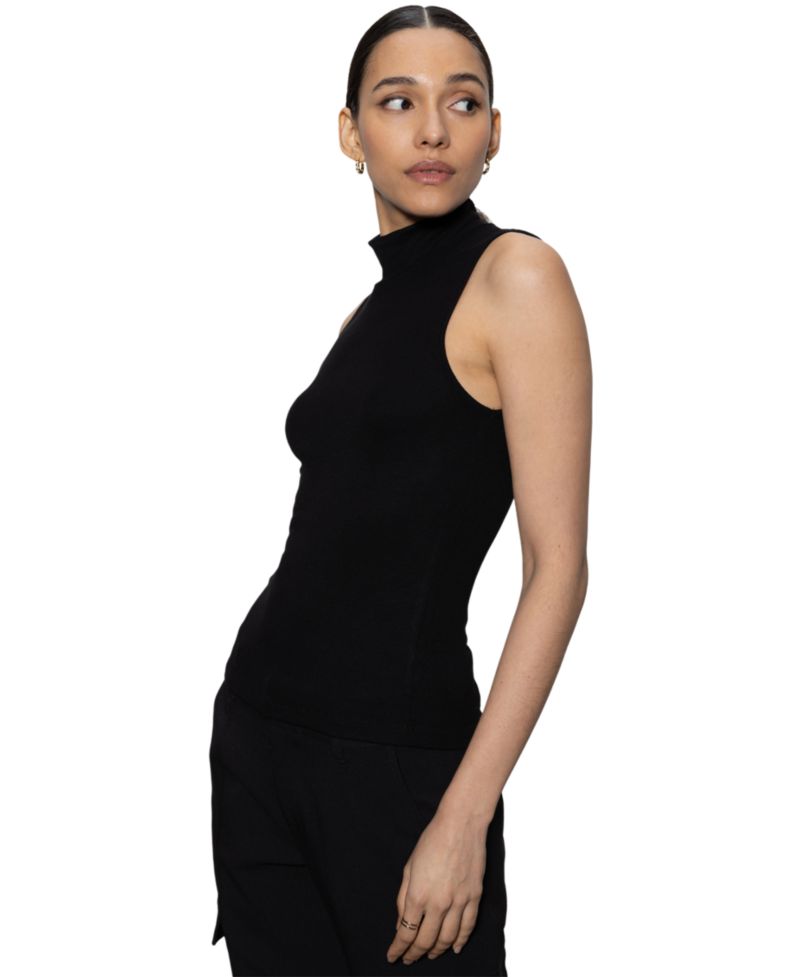 Essential Sleeveless Mock-Neck Sweater