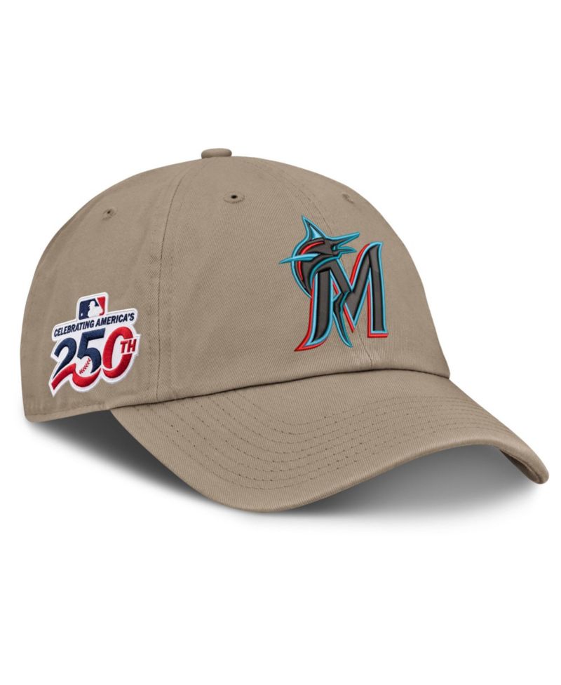 Men's Khaki Miami Marlins Celebrating America's 250th Club Adjustable Hat