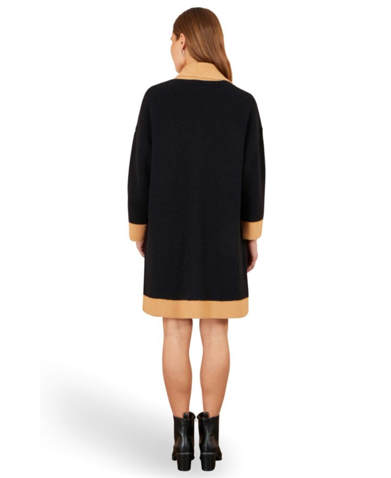 Women's Longline Ribbed Border Open Cardigan