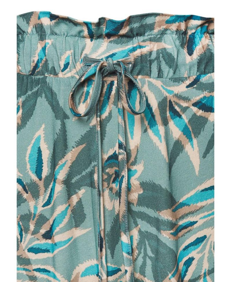Women's Viscose Printed Paperbag Maxi Ruffle-Trim Skirt