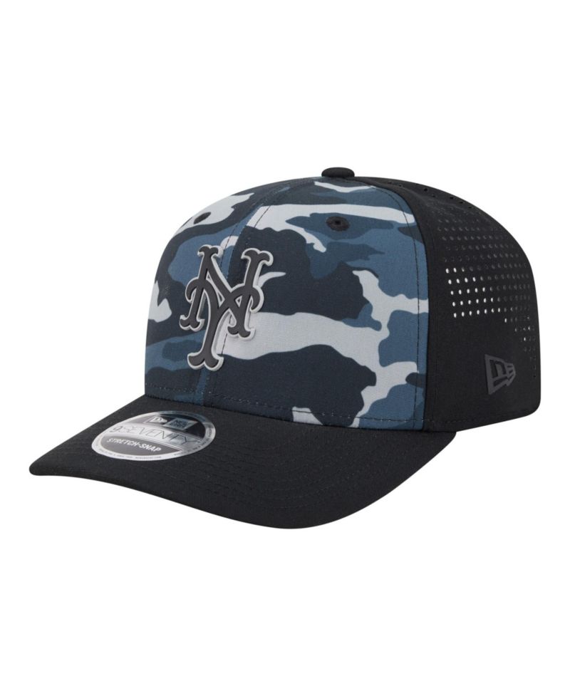 Men's Black New York Mets Tonal Camo 9SEVENTY Stretch-Snap Hat