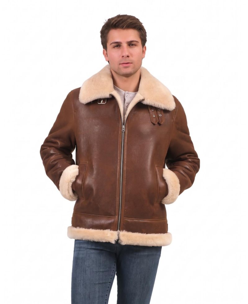 Men's Leather Shearling Aviator Jacket