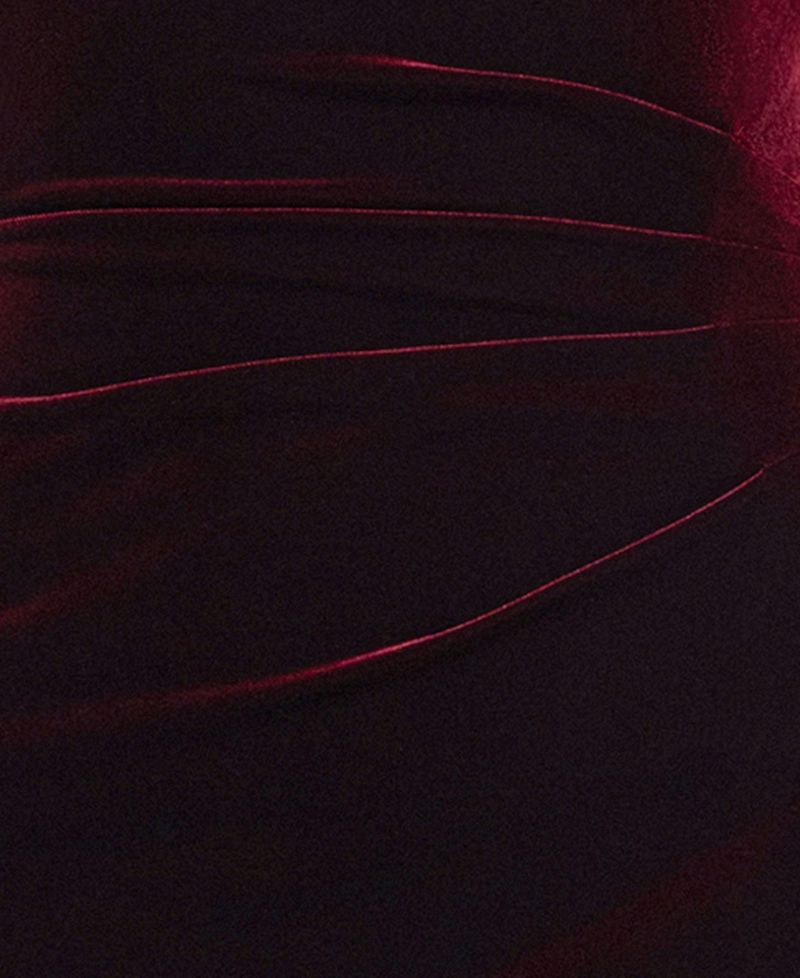 Women's Halter Velvet Side-Ruffle Gown