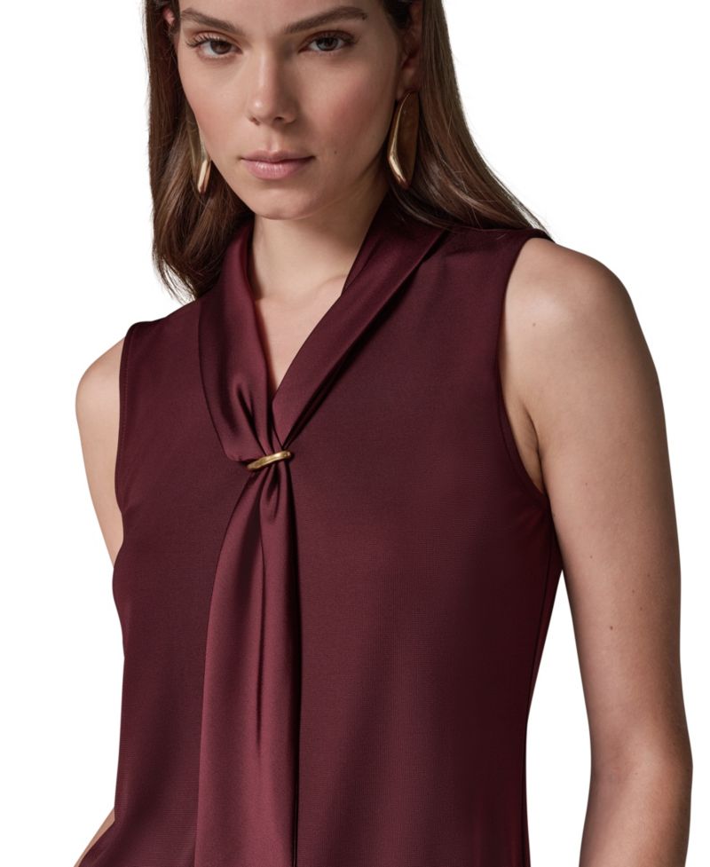 Women's Sleeveless Tie-Neck Blouse