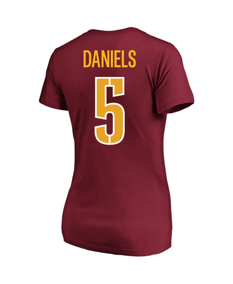 Women's Jayden Daniels Burgundy Washington Commanders Plus Size Name & Number T-Shirt