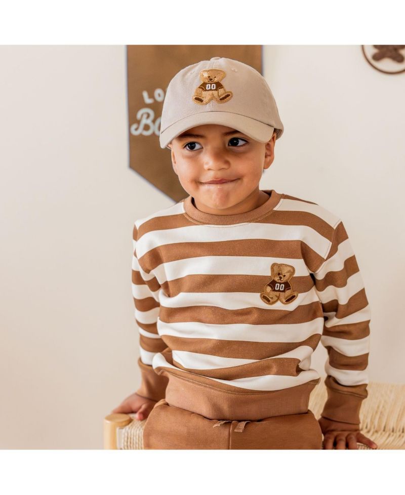 Big Boys (10-12) Teddy Bear Patch Striped Sweatshirt