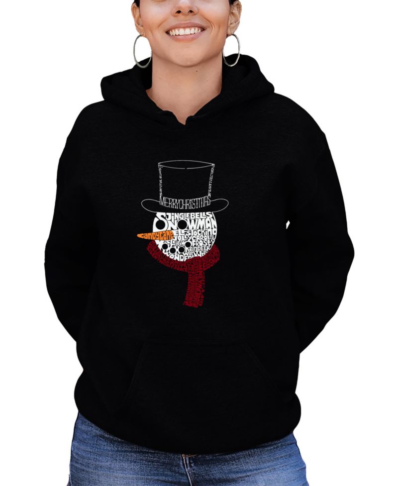 Women's Snowman Face Word Art Long-Sleeve Sweatshirt