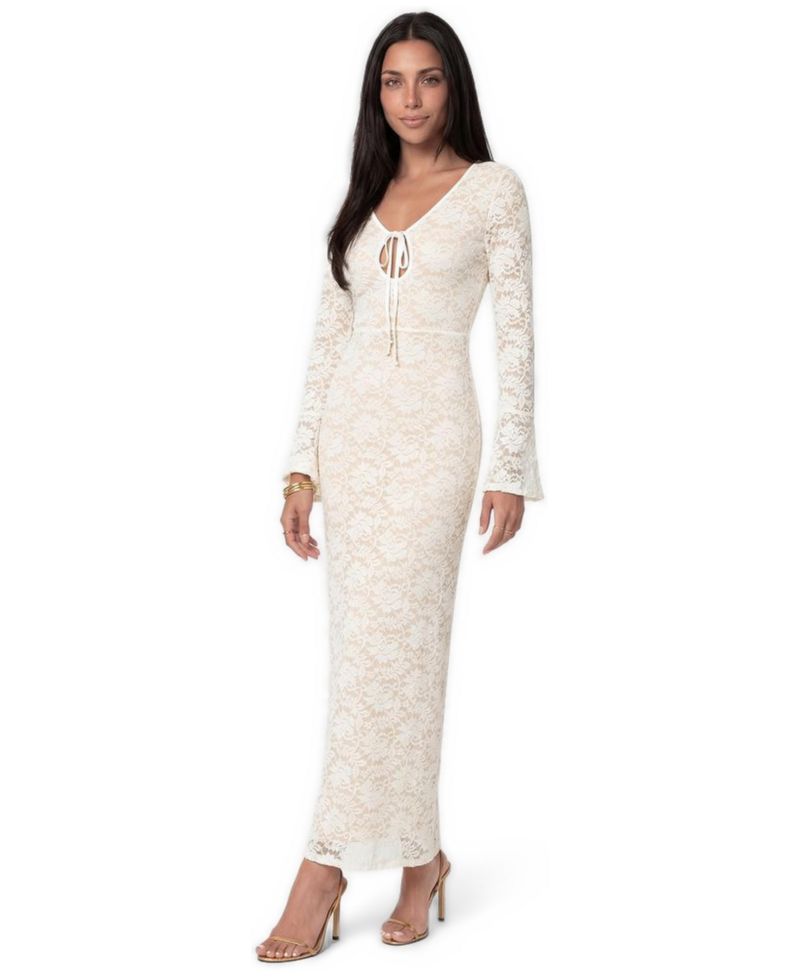 Women's Lace Floral-Print Midi Dress