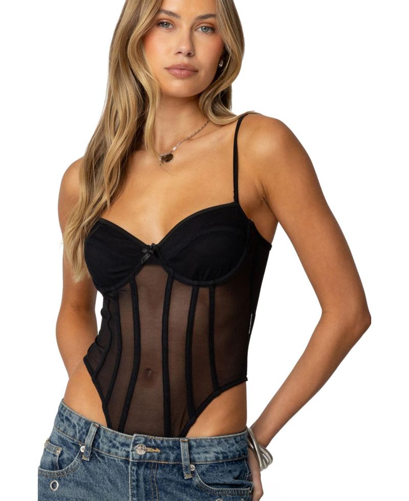Women's Jenia Sheer Mesh Cupped Bodysuit