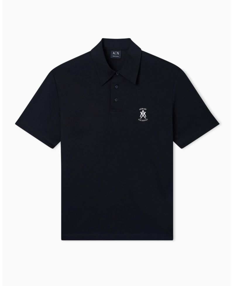 Men's Short Sleeve Mercerized Cotton Logo Polo Shirt