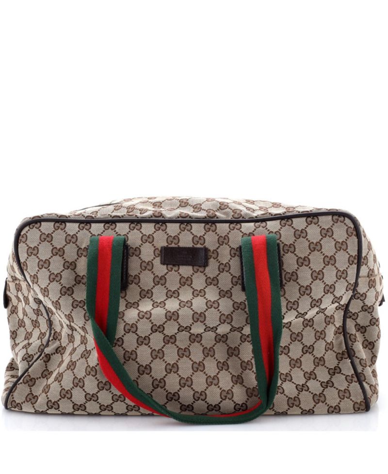 Large Web Strap Side Snap Carry On Duffle Bag GG Canvas