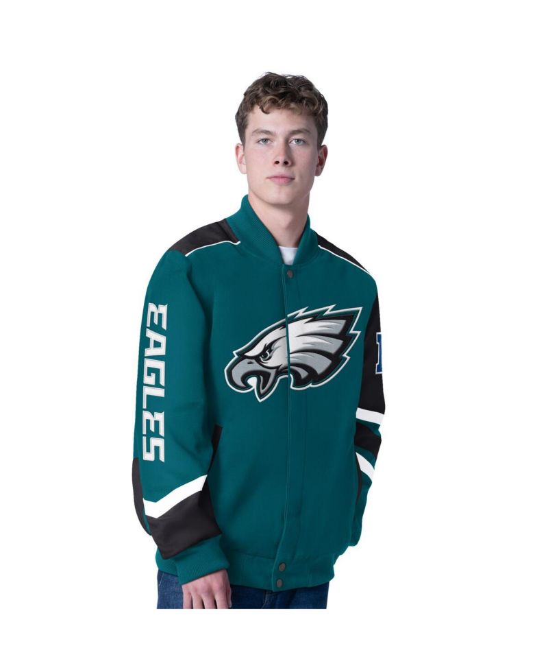 Men's Midnight Green Philadelphia Eagles Prime Time Full-Zip Racing Jacket
