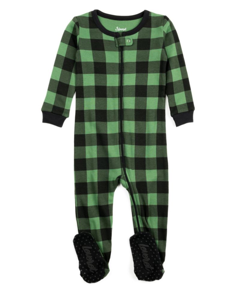 Baby Footed Cotton Plaid Holiday Pajamas