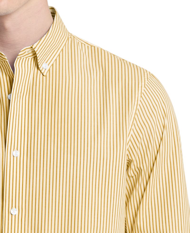 Men's Striped Stretch Regular-Fit Cotton-Blend Button-Front Shirt