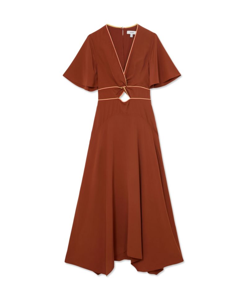 Women's Rosanna Piped-Trim Cut-Out V-Neck Midi Dress