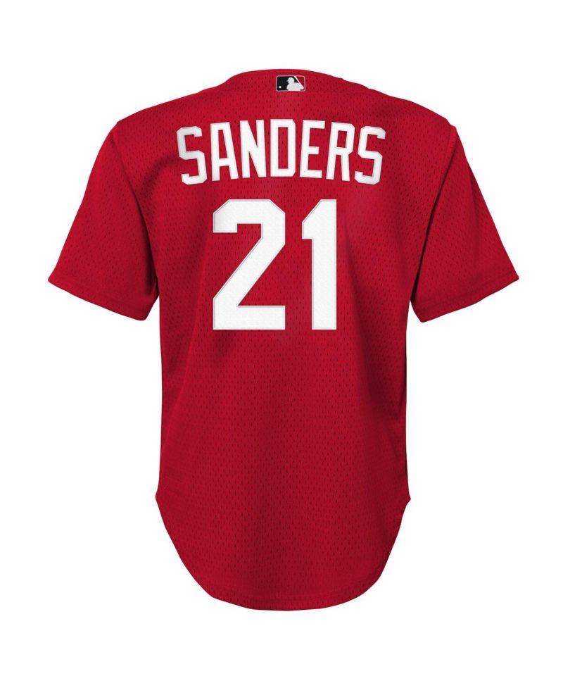 Big Boys and Girls Deion Sanders Red Cincinnati Reds Cooperstown Mesh Batting Practice Jersey