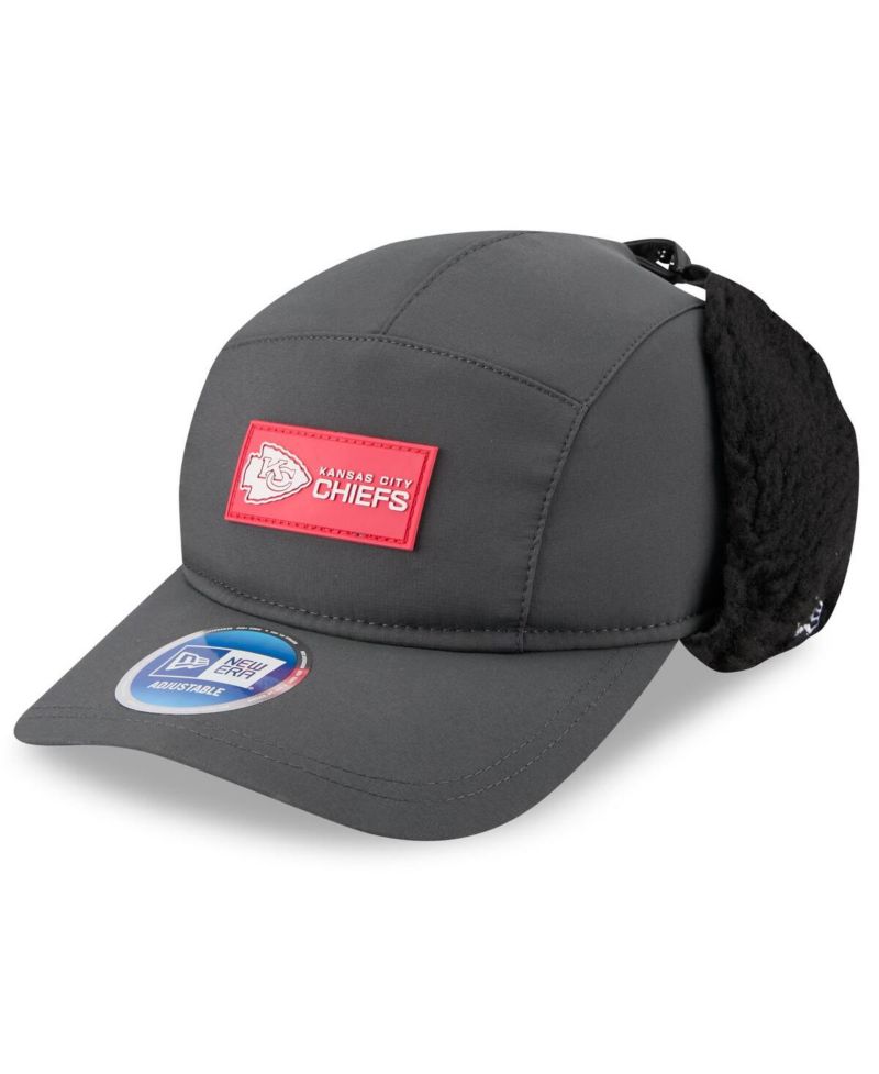 Men's Charcoal Kansas City Chiefs 2025 Sideline Cold Weather Runner Dog Ear Adjustable Hat
