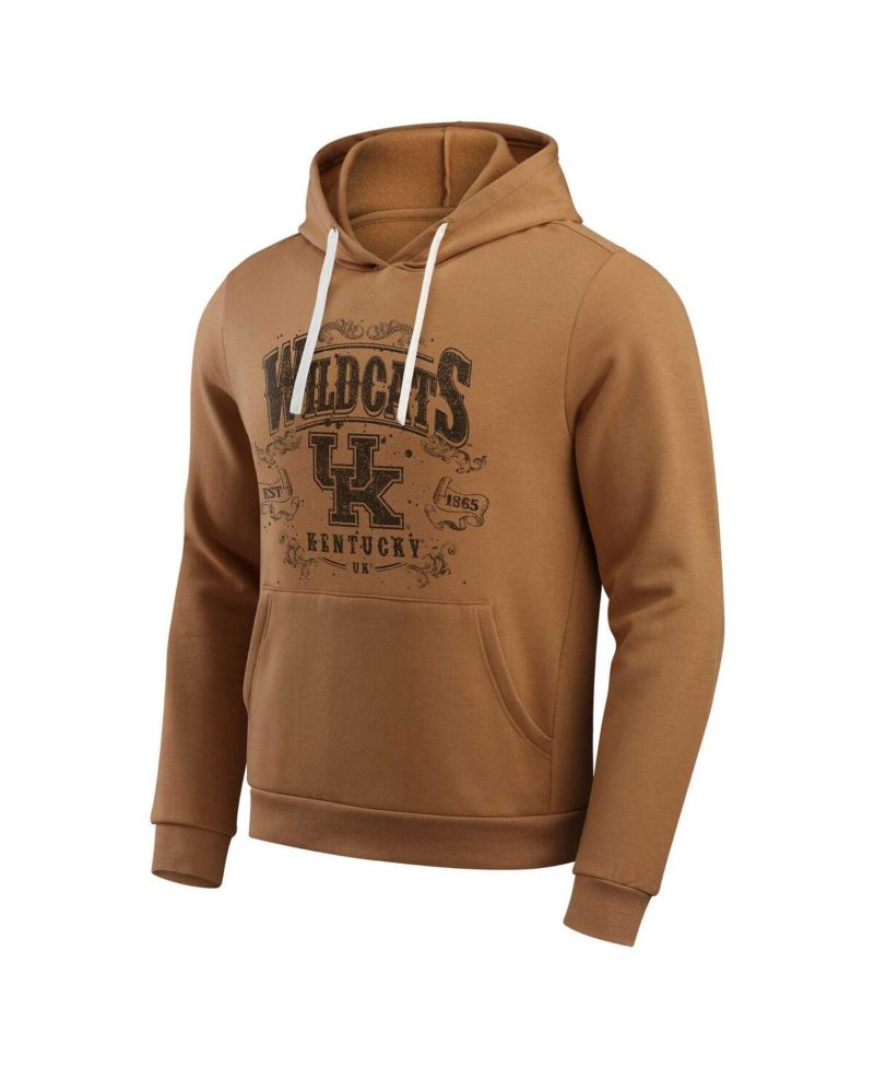 Men's Tan Kentucky Wildcats Camp Fleece Tri-Blend Pullover Hoodie