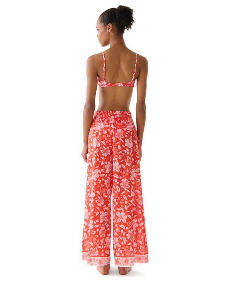 Women's Floral Wide-Leg Cover-Up Pants
