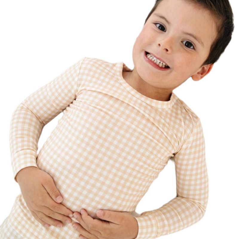 Toddler Boys Sandstone Gingham Pajama Set