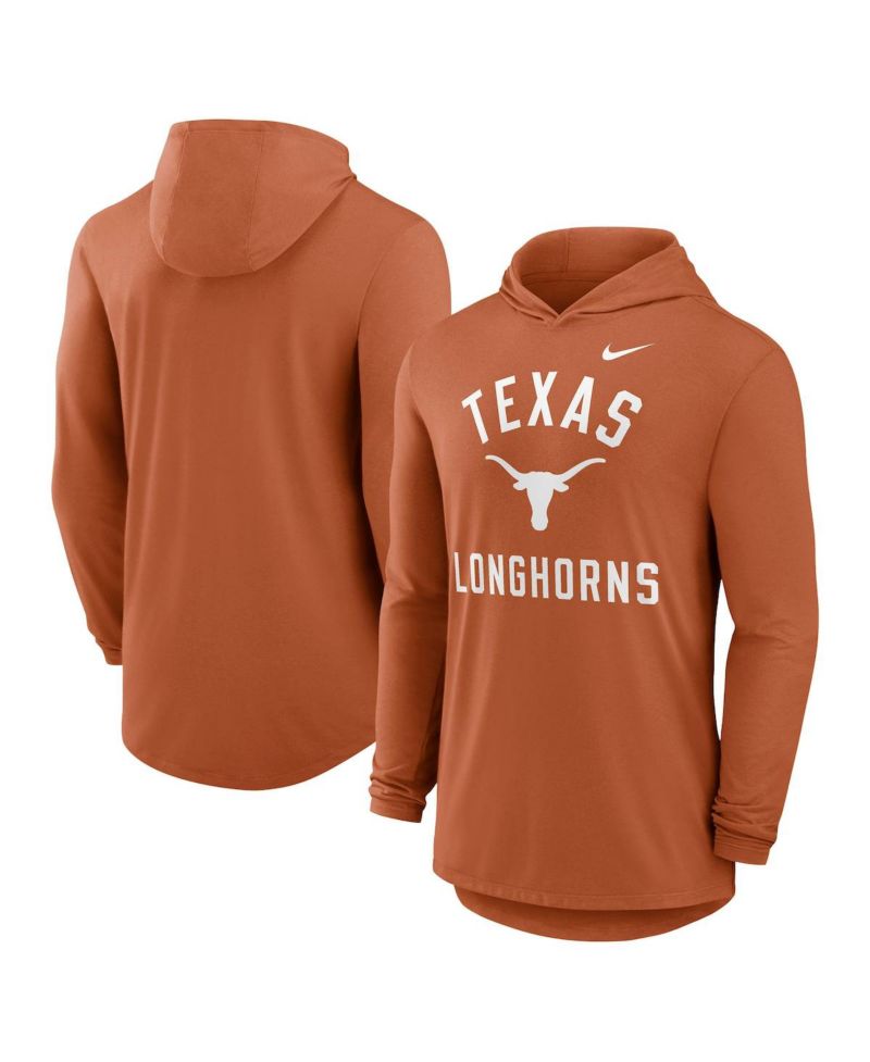Men's Texas Orange Texas Longhorns Classic Arch Tri-Blend Performance Long Sleeve Hoodie T-Shirt