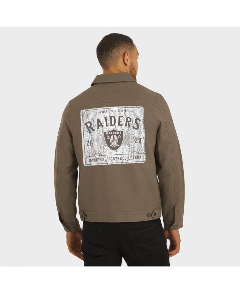 Men's Tan Las Vegas Raiders Trucker Full-Button Jacket