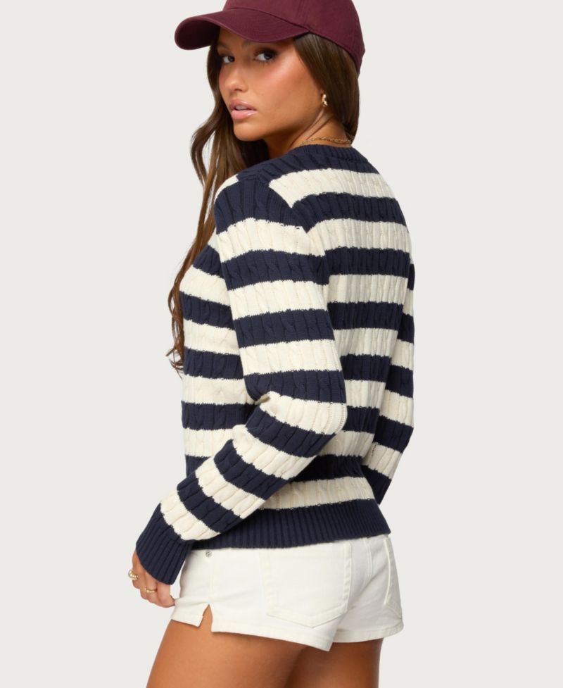 Women's Mildred Striped Cable Knit Cardigan